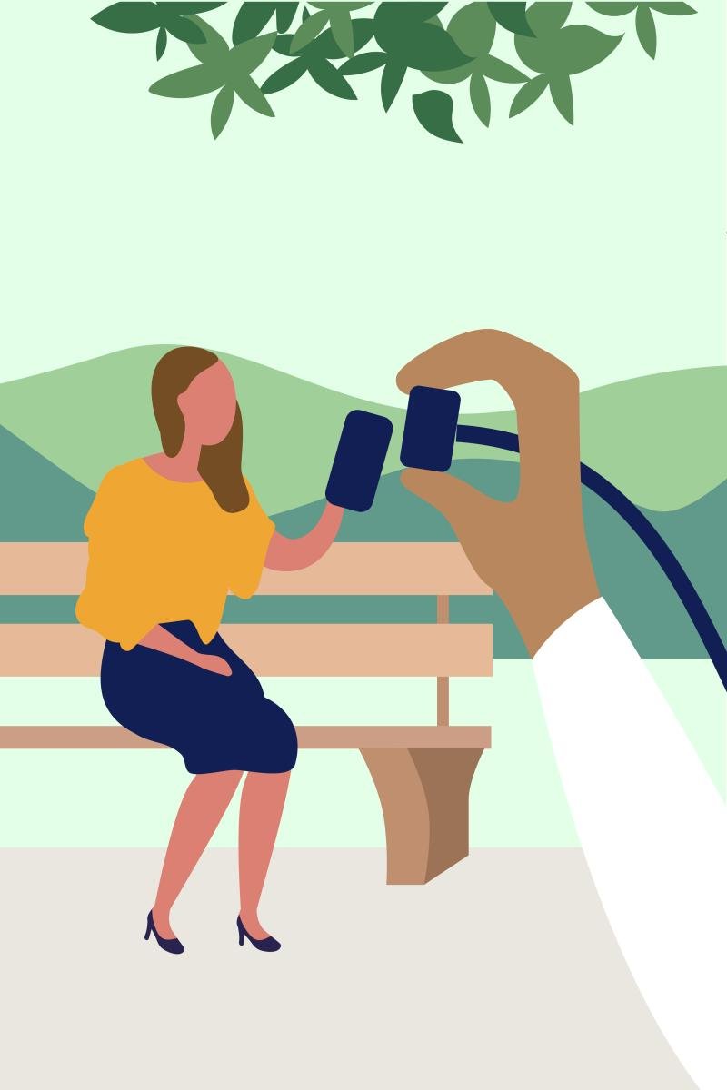 illustration d'une dame avec un gsm